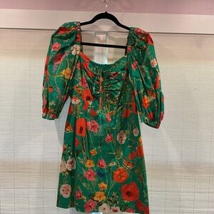 Cara Cara Floral Green Dress with Puff Sleeves